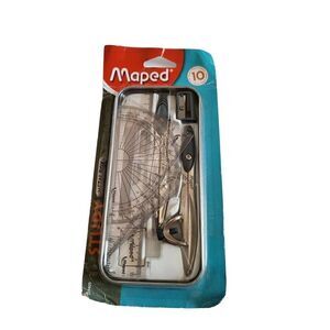 Maped Geometry Kit 10 Piece Set, Metal Study Compasses, Triangles